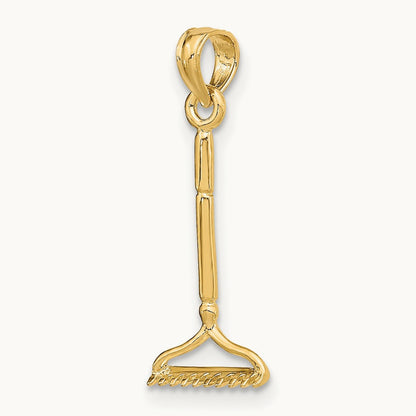 3-D Landscape Rake Garden Tool Charm, 14K