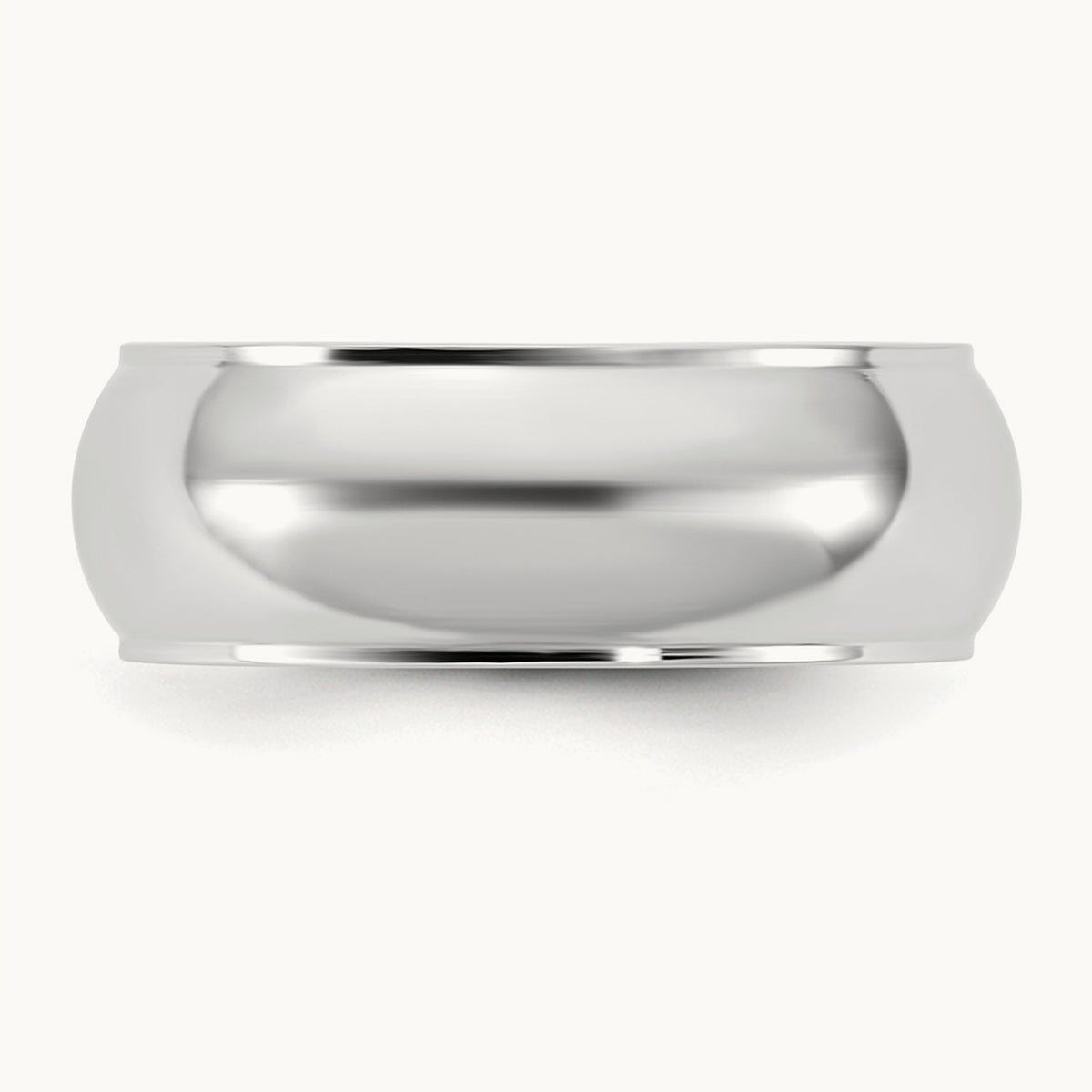 Half Round with Edge Band, 7mm, 10K White Gold