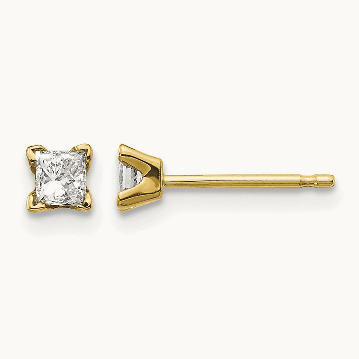 AAA Quality Complete Princess-cut Diamond Earrings, 14K