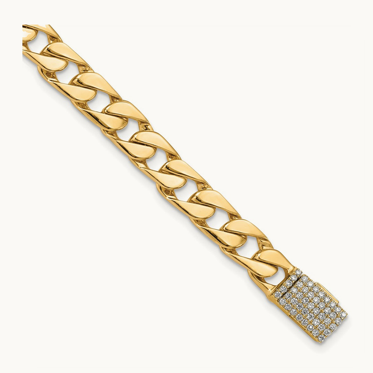 Hand-polished Fancy Link Diamond Clasp Bracelet — 6.5mm