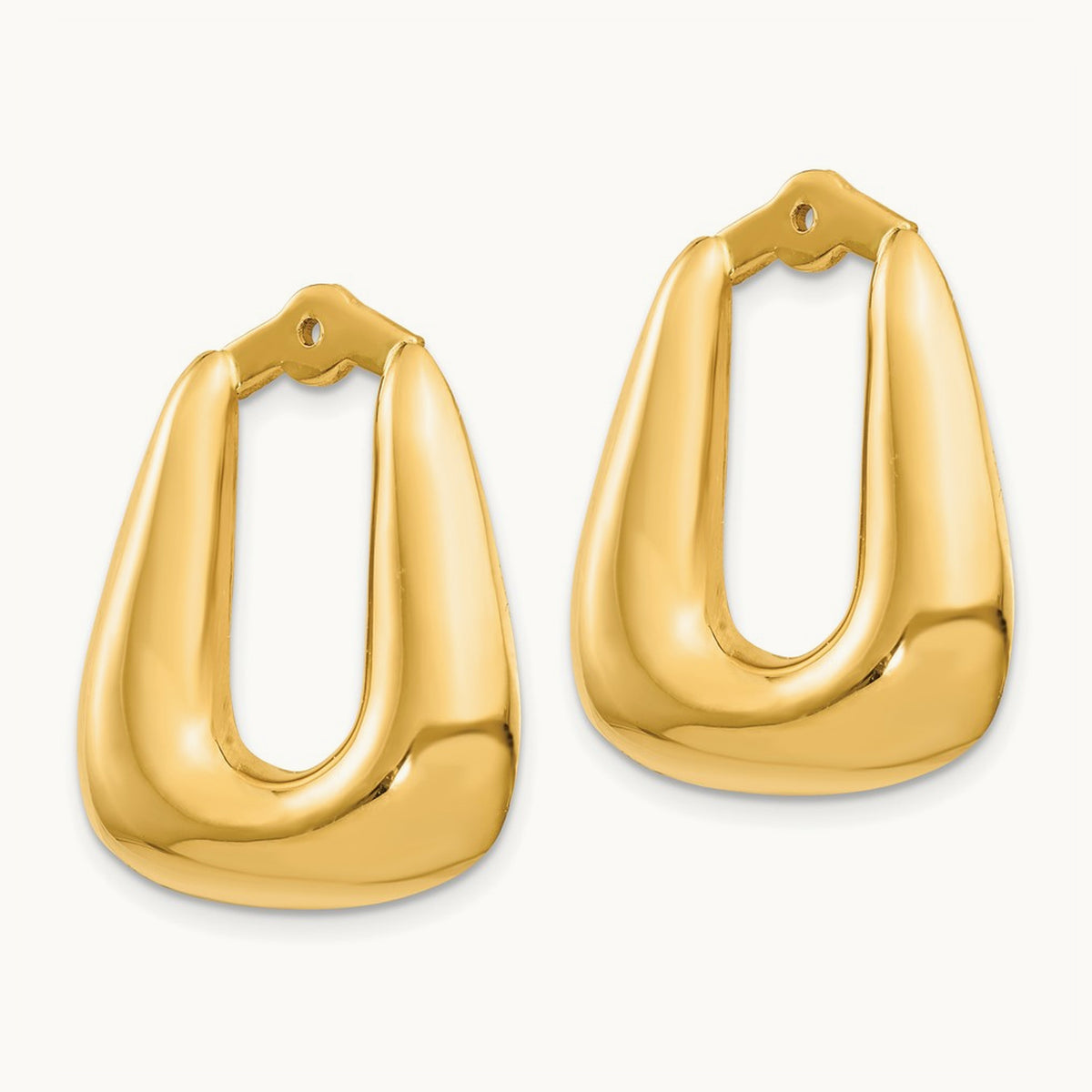 Polished Hoop Earring Jackets — 14K Yellow Gold