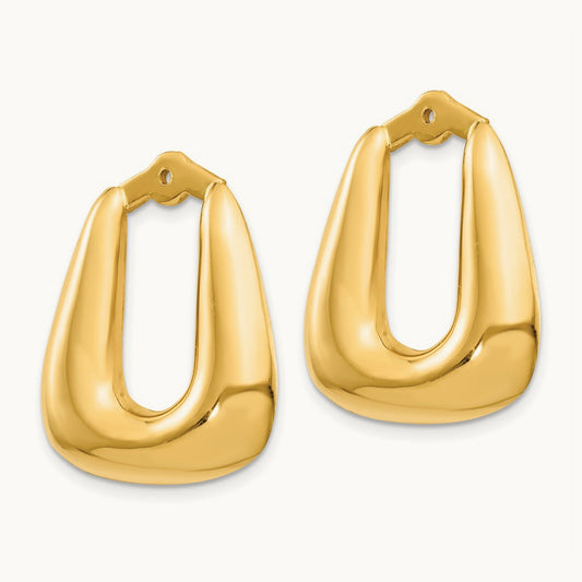 Polished Hoop Earring Jackets — 14K Yellow Gold