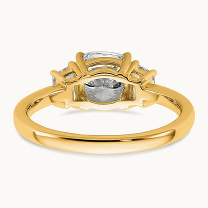 Cushion & 1/2 Moon Engagement Ring, 1.25-3.75 ct tw Lab-Grown Diamond — 1 7/8 ct, 14K Yellow Gold