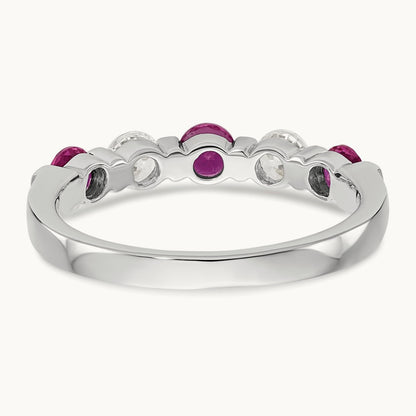 Diamond w/Ruby Band, 14K White Gold