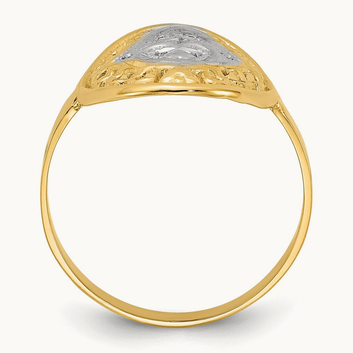 w/Rhodium Oval Shield and Hearts Ring, 14K