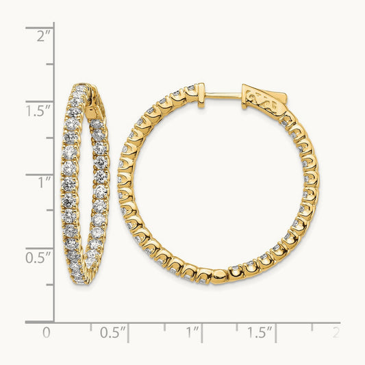 Diamond Round Hoop w/Safety Clasp Earrings, 14K