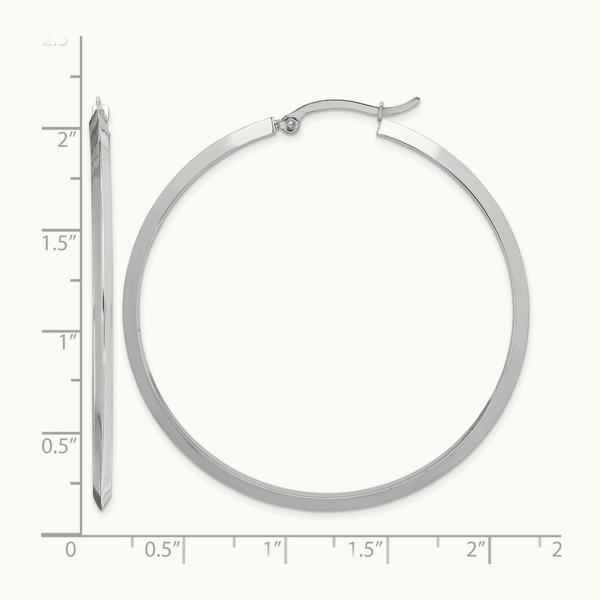 Polished Hoop Earrings, 52.5mm in 14K White Gold