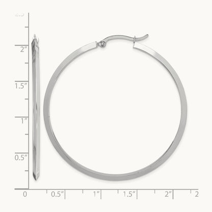 Polished Hoop Earrings, 52.5mm in 14K White Gold