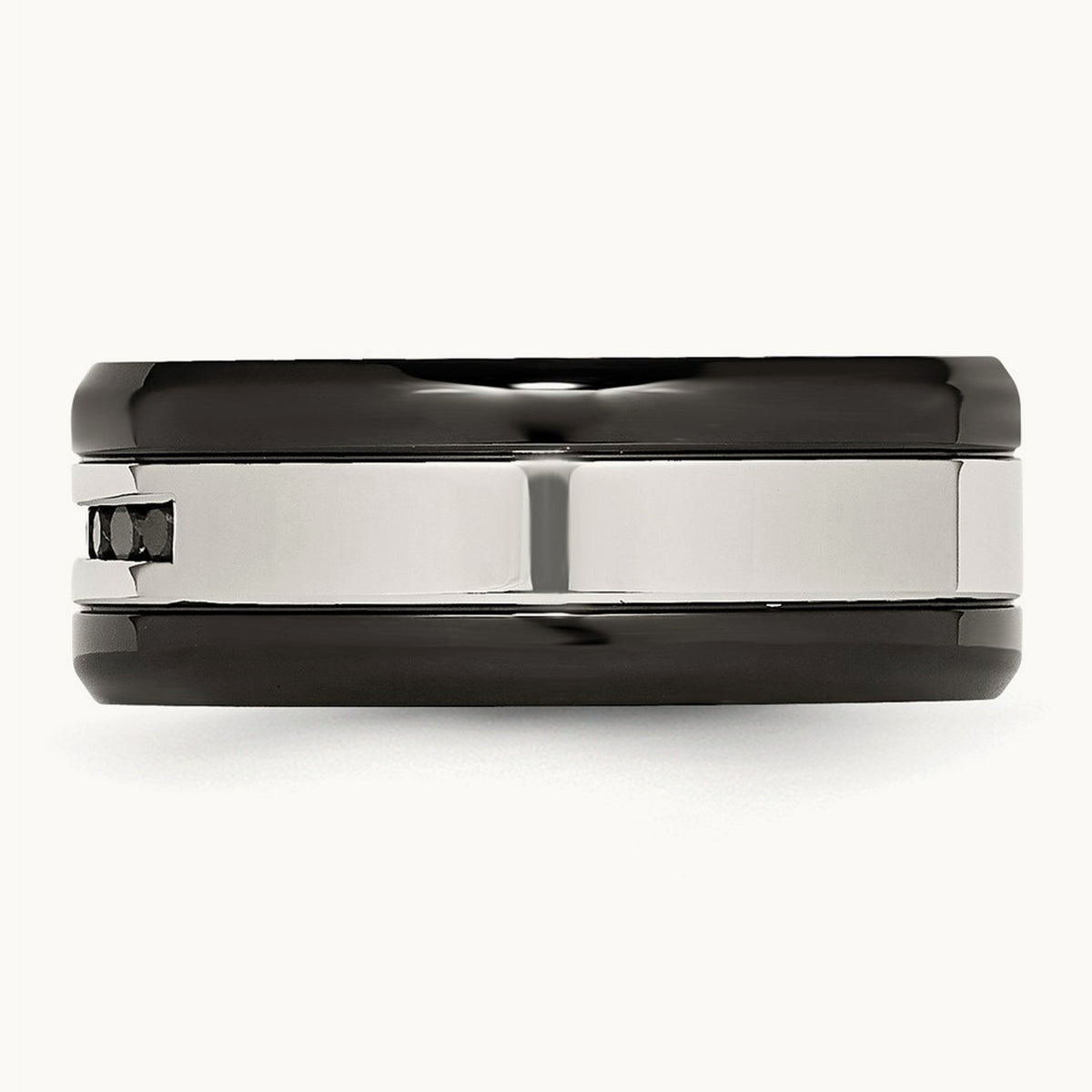 Polished Black IP-plated Black Diamond Band — photo set