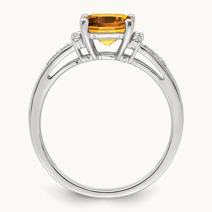 Cushion Citrine and Diamond Ring — photo set