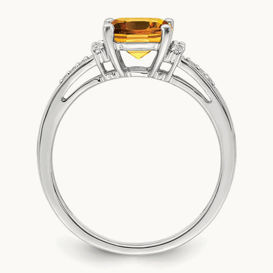 Cushion Citrine and Diamond Ring — photo set