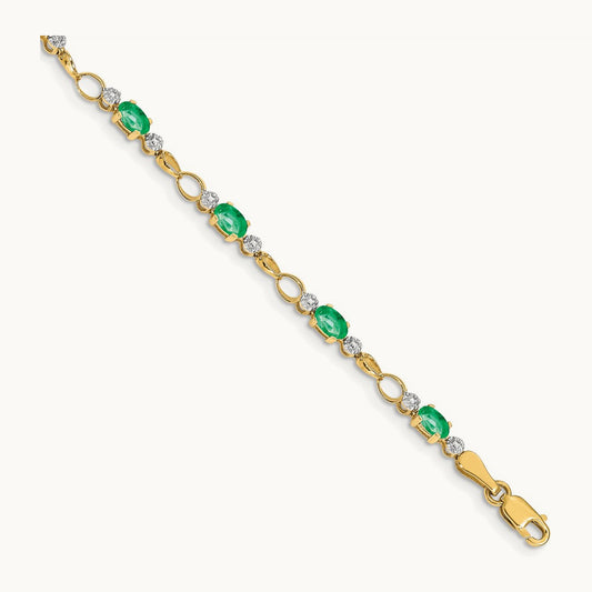 Open-Link Diamond/Emerald Bracelet, 14K
