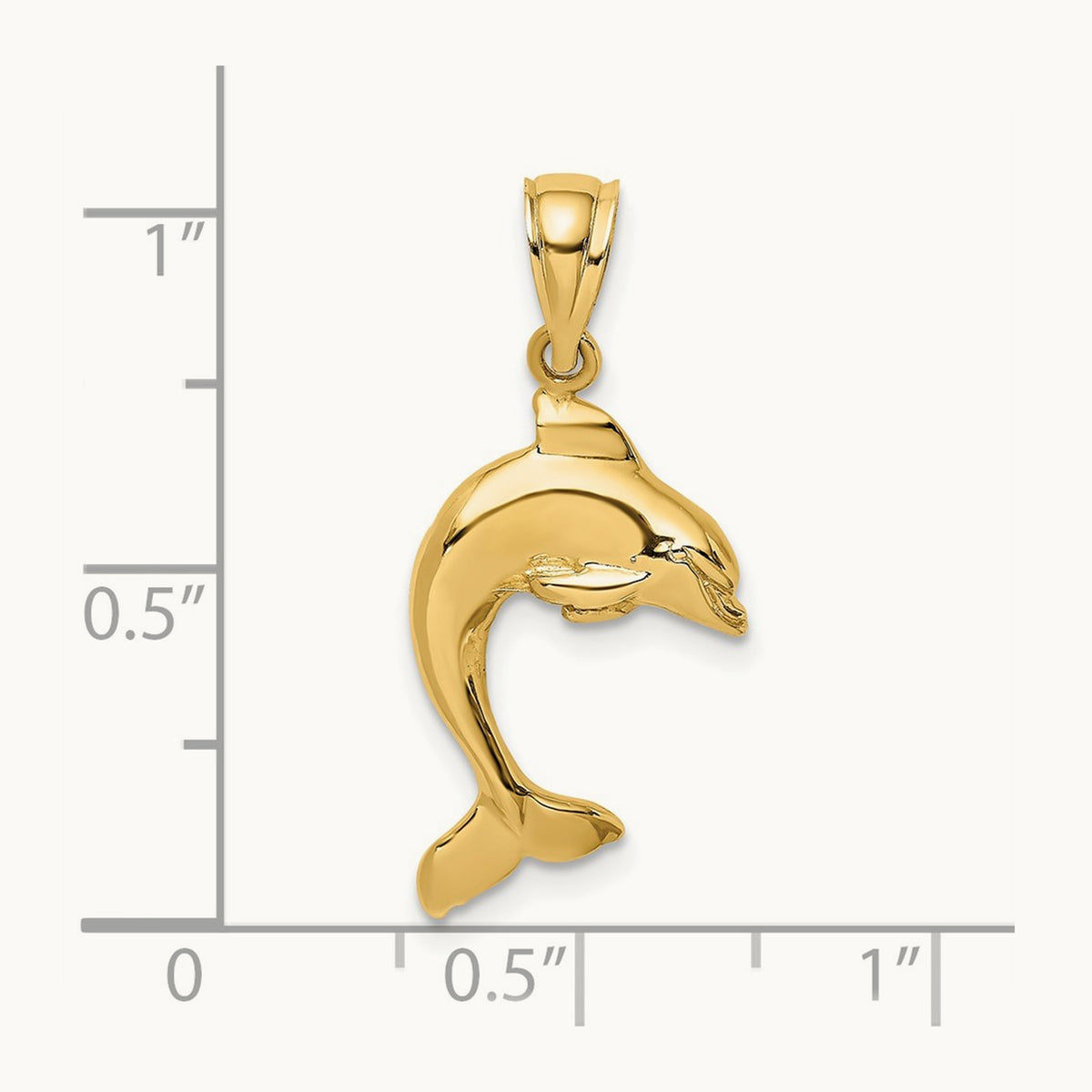 2-D Polished Dolphin Jumping Charm, 14K