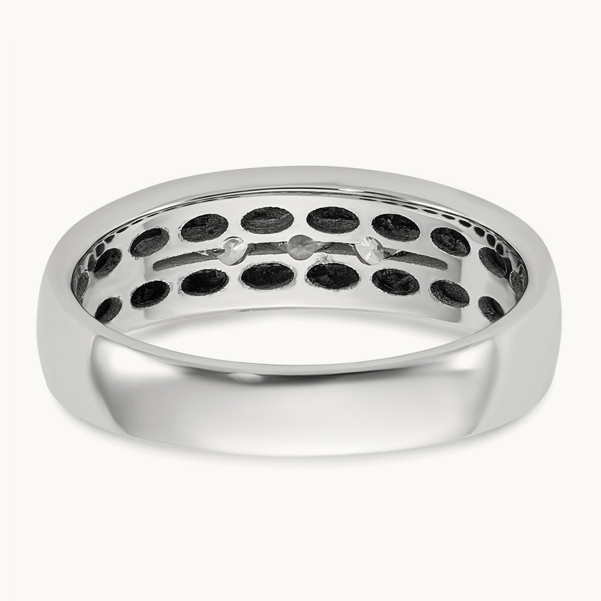 Setting: IB Goodman Men's Polished 3-Stone Diamond Ring Mounting, 14K Gold — 14K White Gold