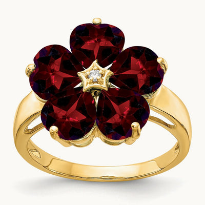 Heart Garnet AA Diamond ring, 6mm, 14K