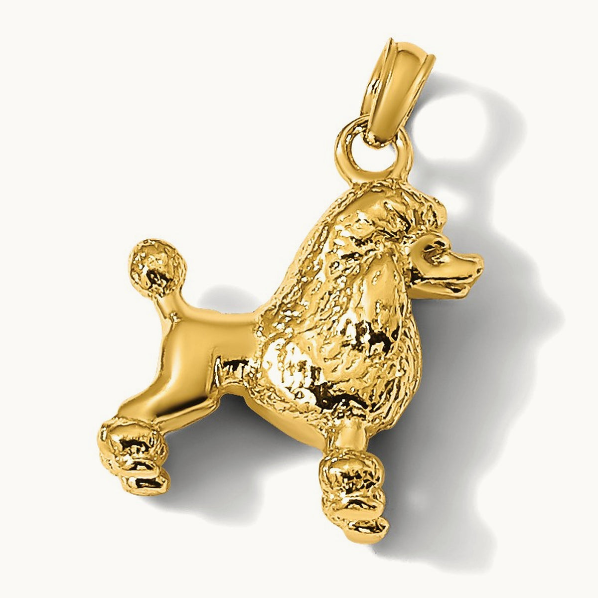 3-D Poodle Dog Charm, 14K