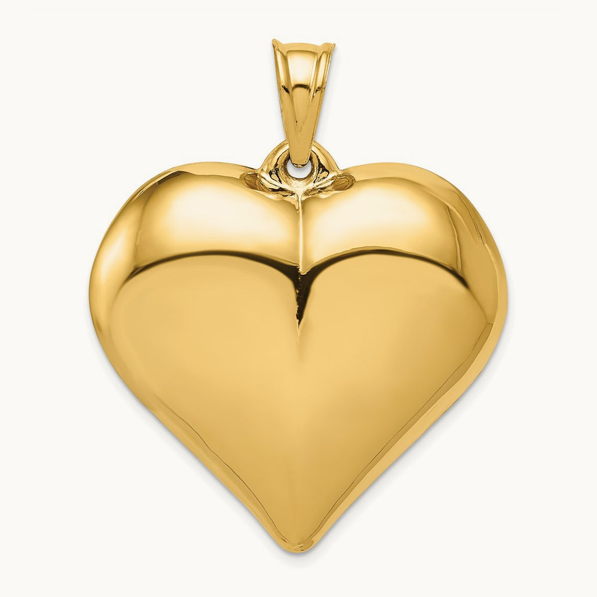 Polished 3-D Large Puffed Heart Pendant, 14K