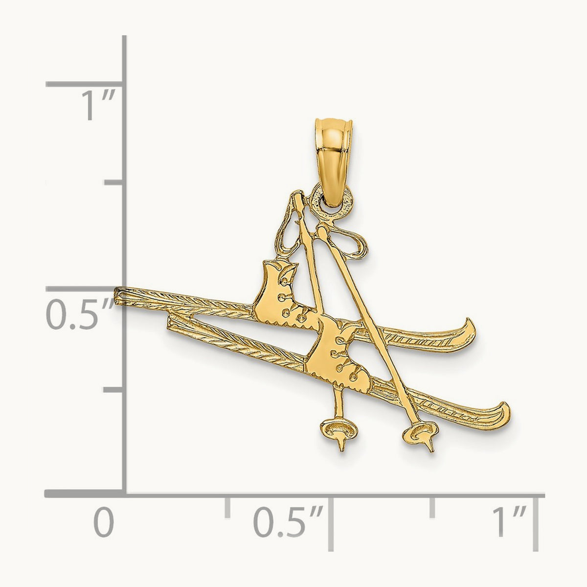 Polished Snow Skis, Boot & Pole Charm, 14K
