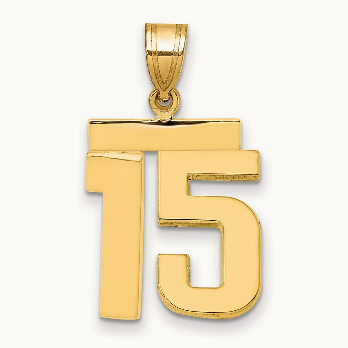 Medium Polished Number 15 Charm, 14K