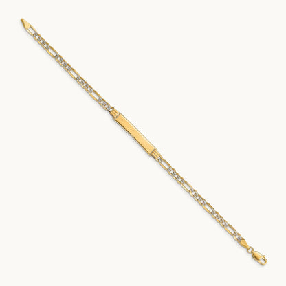 Pavé Figaro ID Bracelet, 14K with Rhodium