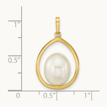 9- White Rice Freshwater Cultured Pearl Pendant, 14K