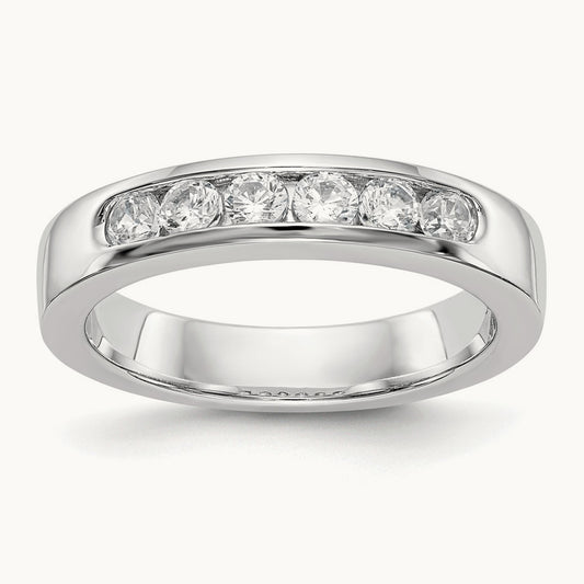 6-Stone Diamond Channel Band, 14K White Gold