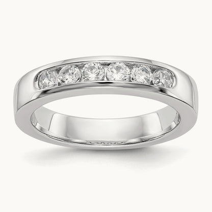 6-Stone Diamond Channel Band, 14K White Gold