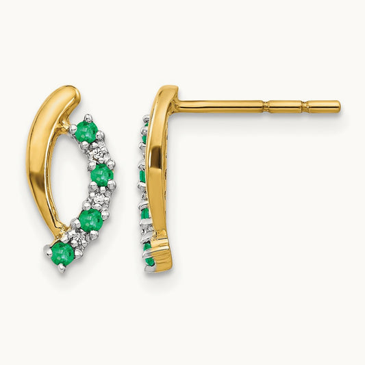 Diamond and Emerald Post Earrings — photo set