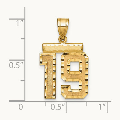 Medium Diamond-cut Number 19 Charm, 14K