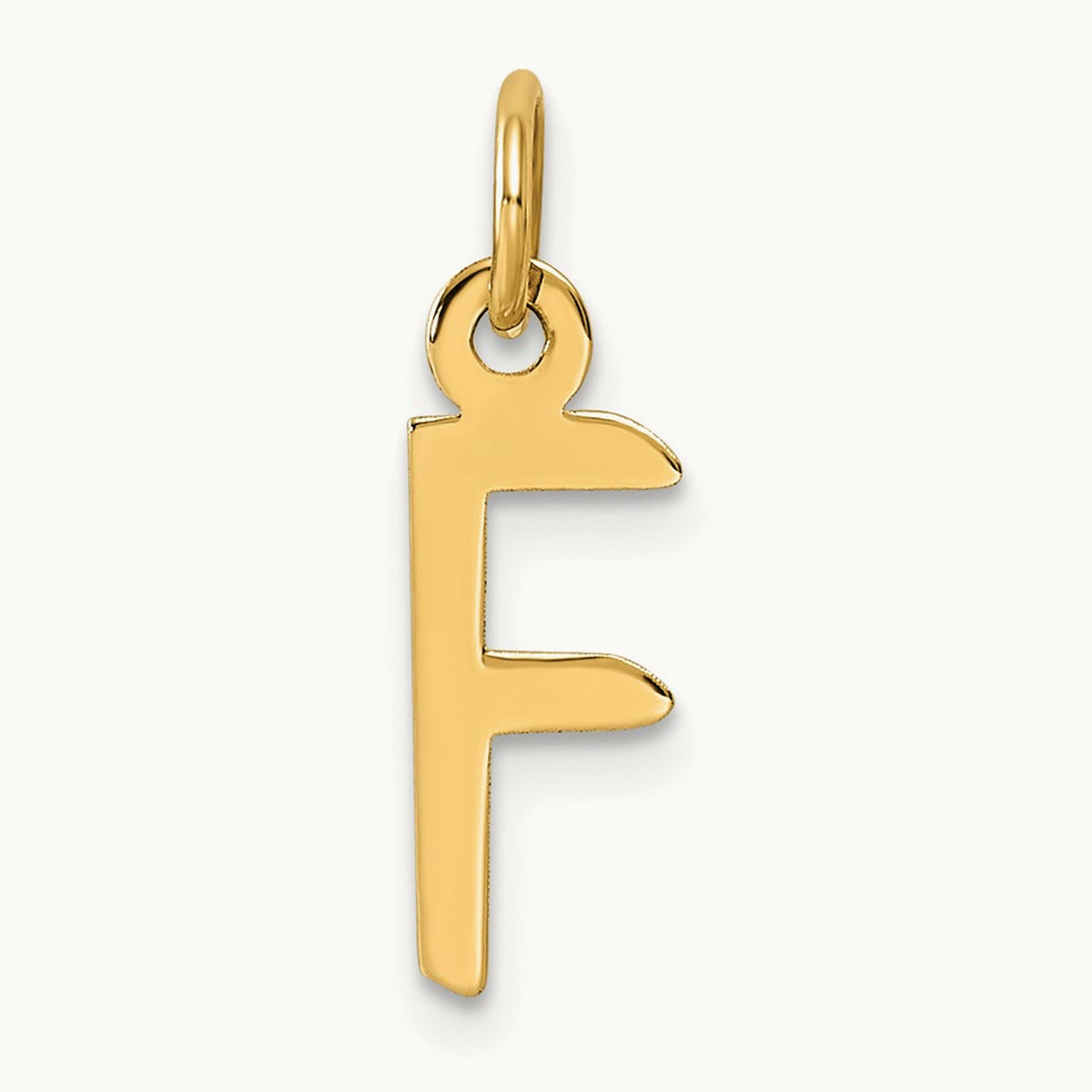 Slanted Block Initial Charm — 14K Yellow Gold, F