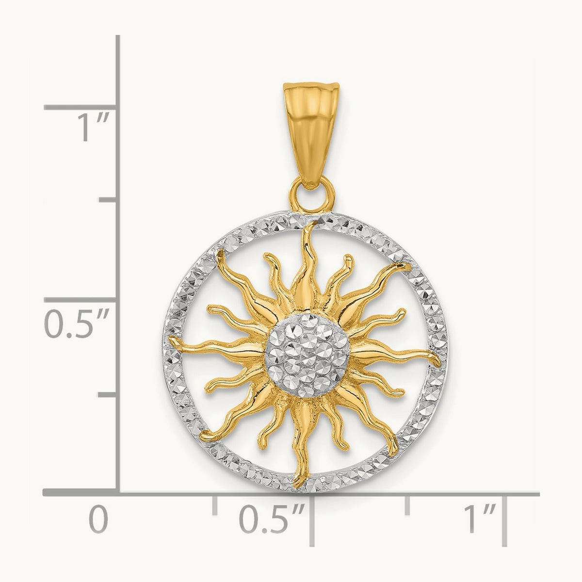 D/C Sun Pendant, 14K with White Rhodium