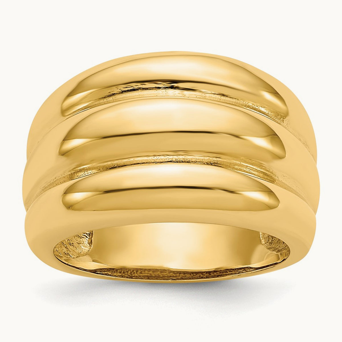 Polished Scalloped Dome Ring, 14K