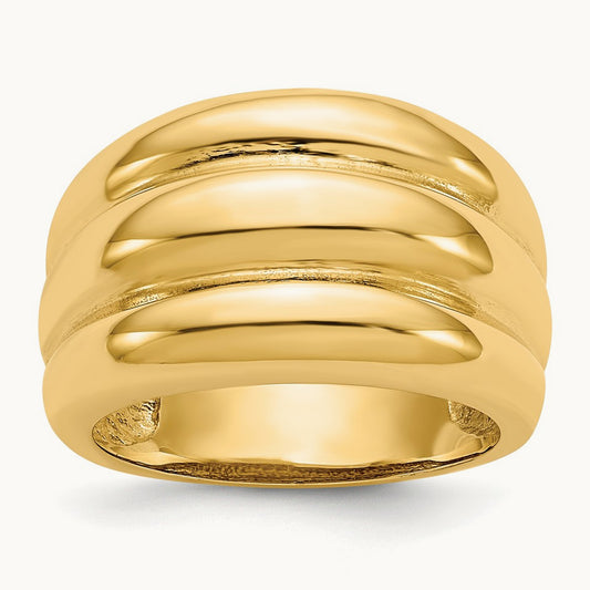 Polished Scalloped Dome Ring, 14K