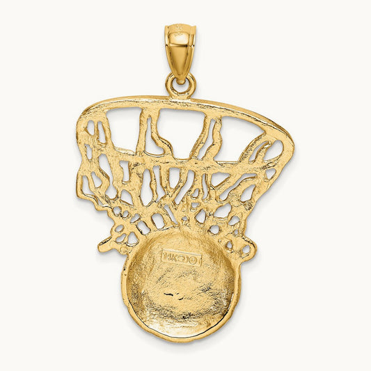 Swoosh Basketball and Net Charm, 14K