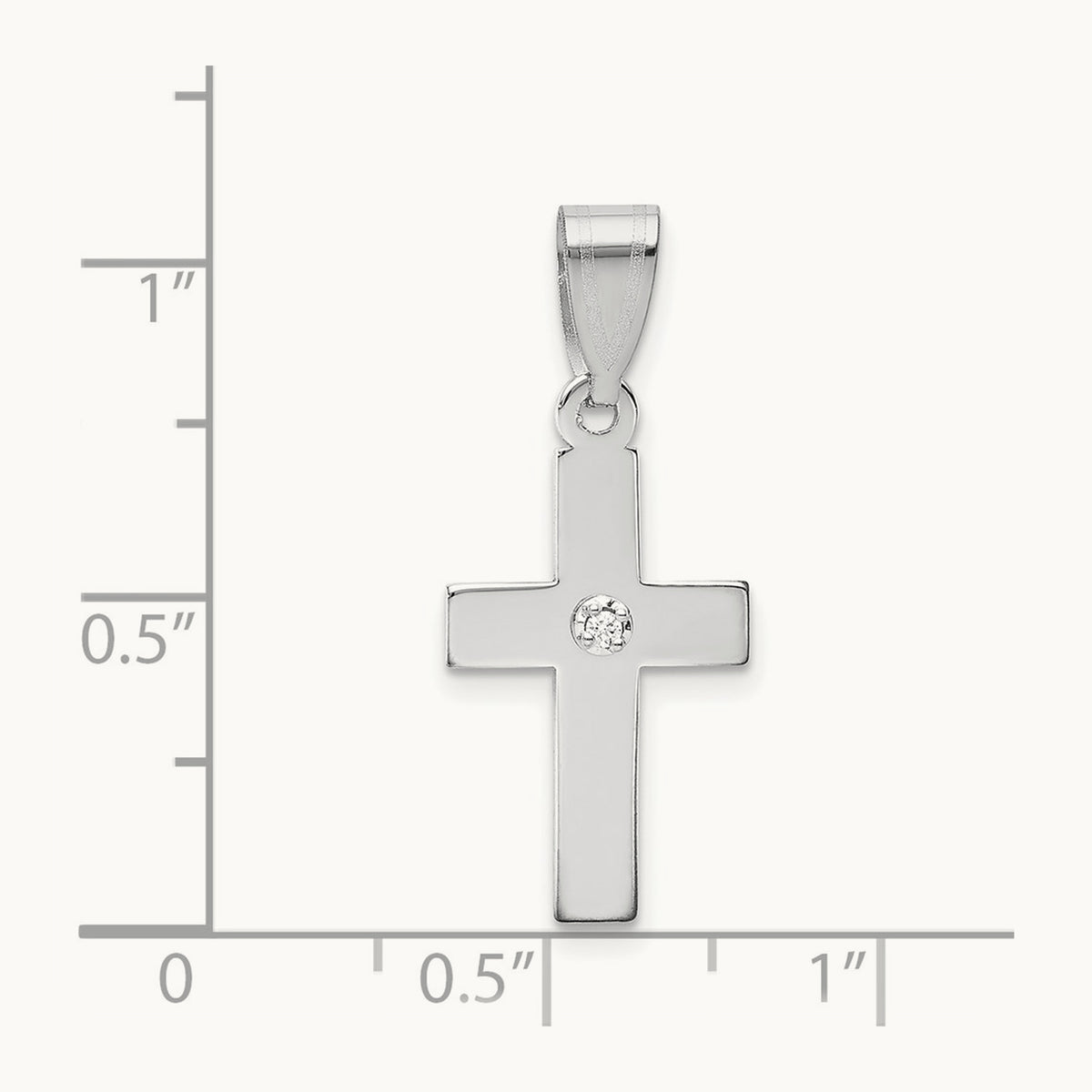 .01ct. Diamond Cross Pendant, 14K White Gold