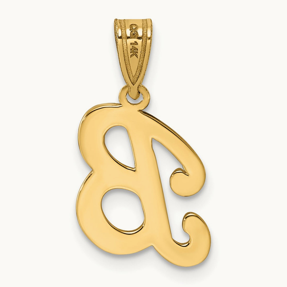 Script Letter B Initial Pendant, 14K Yellow Gold
