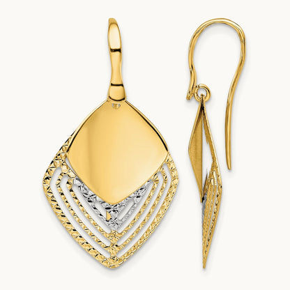 Rhodium Polished Brushed D/C Dangle Earrings, 14K White — Leslie's