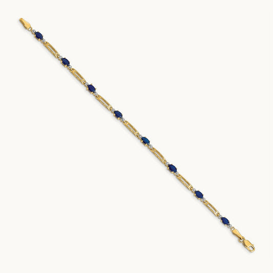 Fancy Diamond and Sapphire Bracelet, 14K