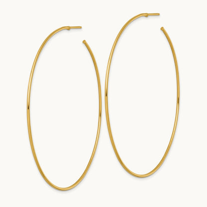 1.2 x Polished Post Hoop Earrings, 70mm, 14K