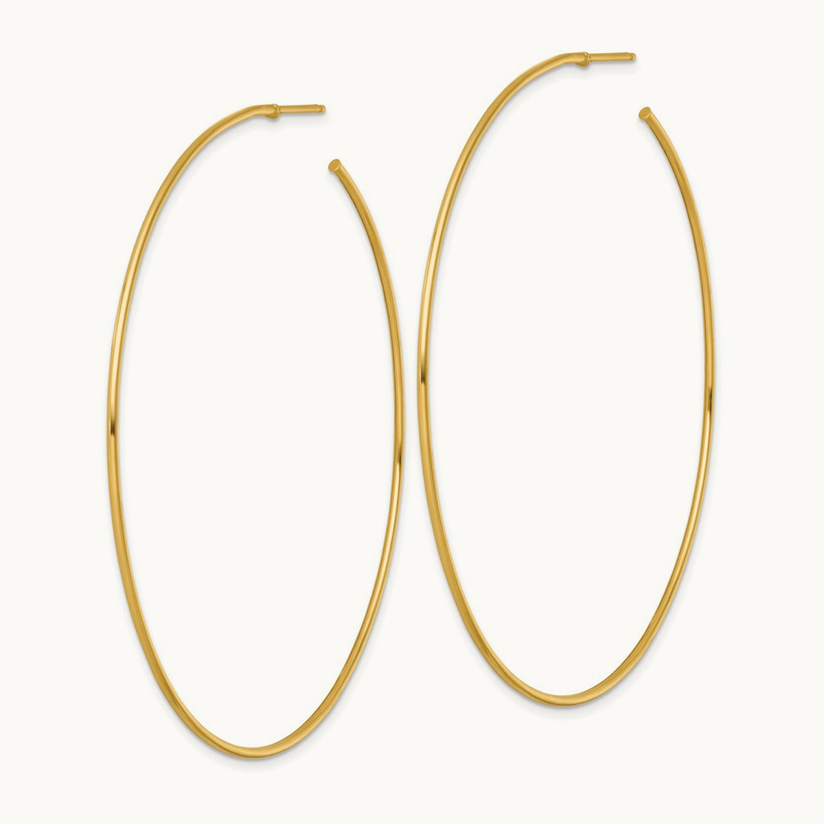 1.2 x Polished Post Hoop Earrings, 70mm, 14K