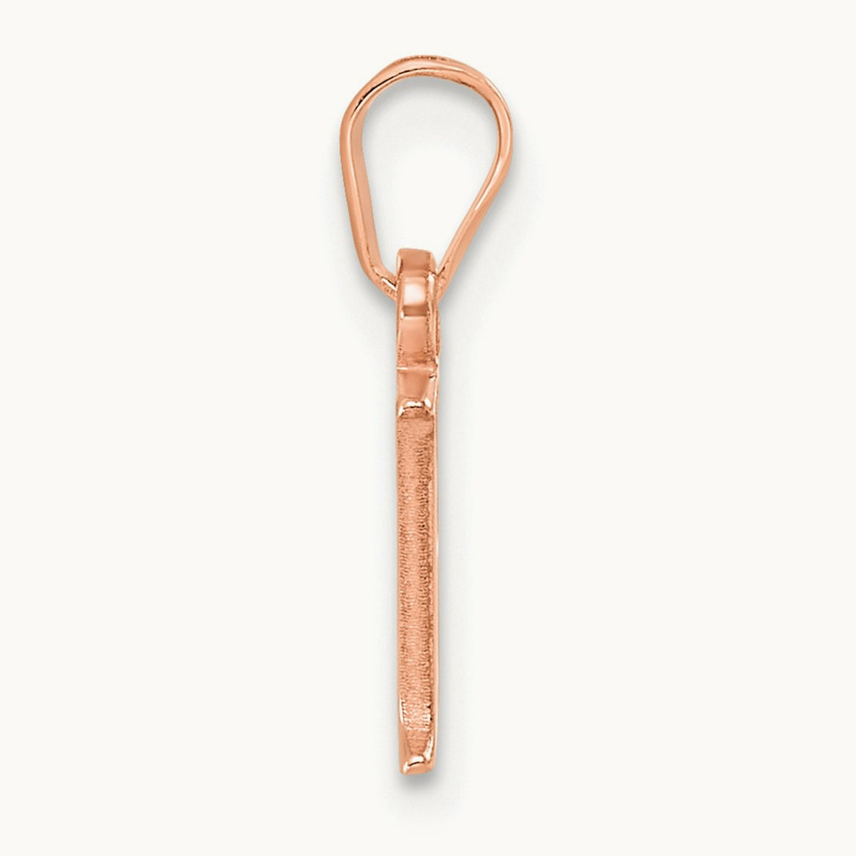 Polished Block Initial Pendant — 14K Rose Gold, F
