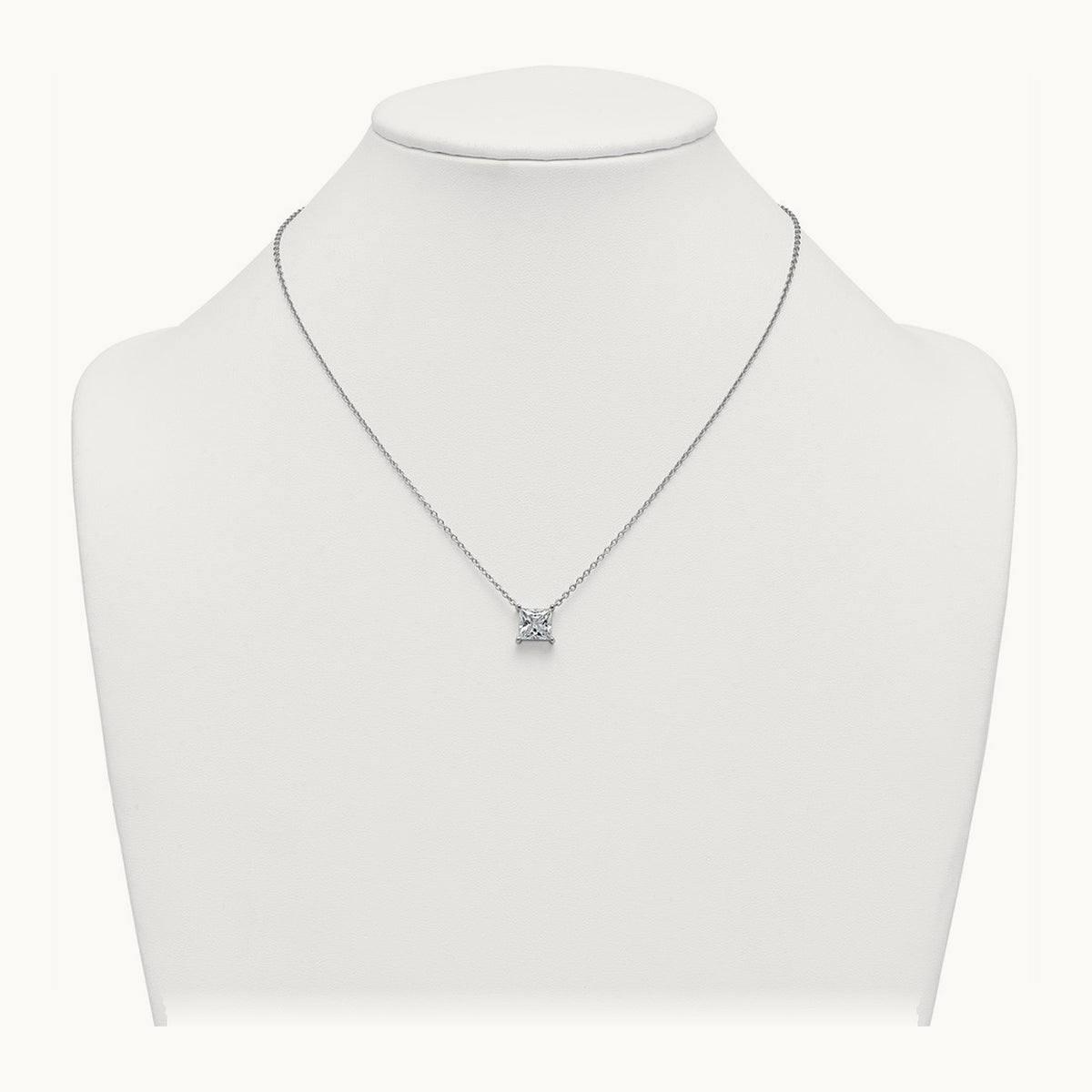 Princess Pendant Necklace, 0.25-4.00 ct tw Lab-Grown Diamond — 3 1/2 ct, 14K White Gold