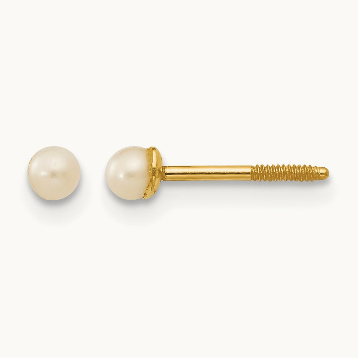 Madi K 2.5- Button FW Cultured Pearl Screwback Post Earrings, 3.5mm, 14K