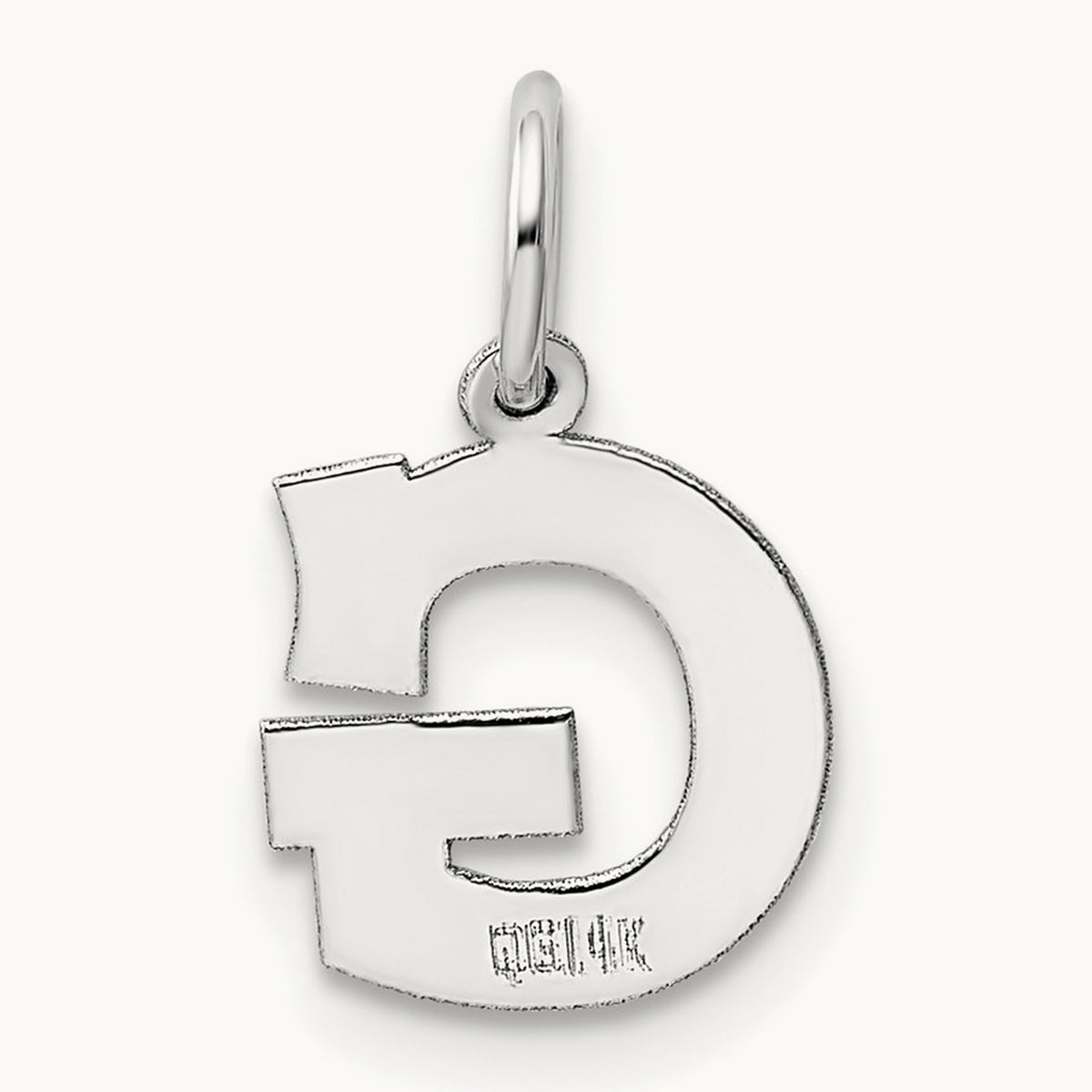 Small Block Initial Charm — 14K White Gold, G