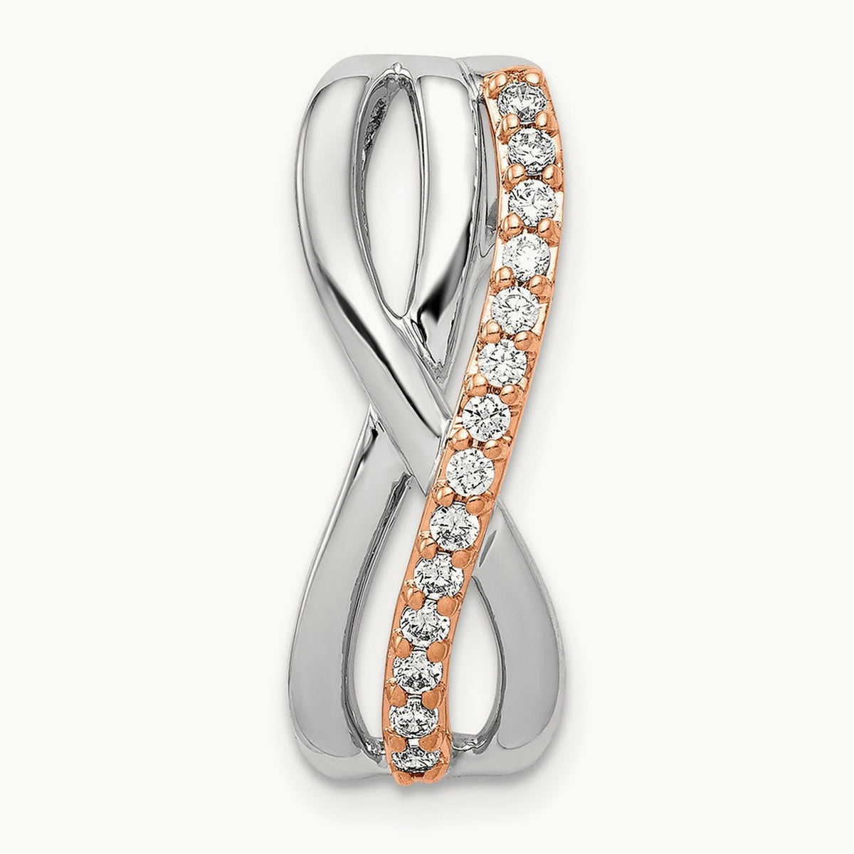 1/5ct. Diamond Fancy Twisted Chain Slide, 14K Rose with White Gold