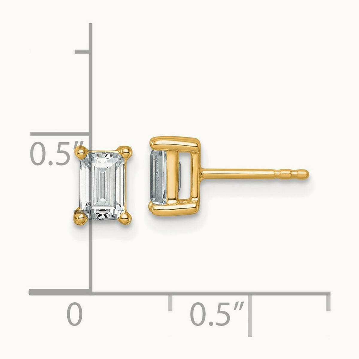 Emerald Four-Prong Stud Earrings, 0.50-6.00 ct tw Lab-Grown Diamond — 1 1/2 ct, 14K Yellow Gold