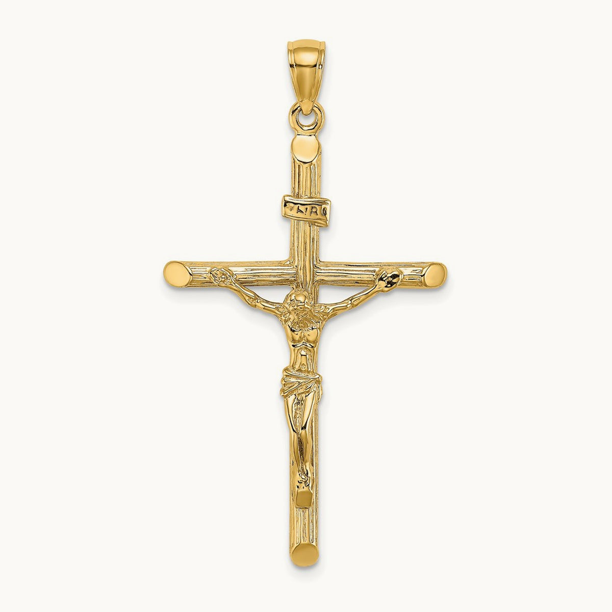 Textured Crucifix Charm — 14K Yellow Gold, 47mm