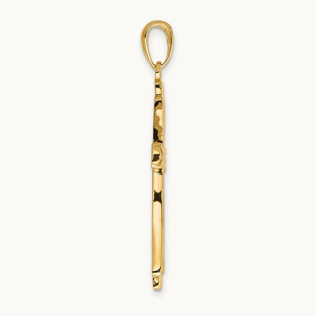 Polished Solid Cross Pendant — 14K Yellow Gold