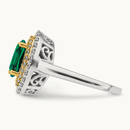 Created Emerald Fashion Ring, 0.50 ct tw Lab-Grown Diamond