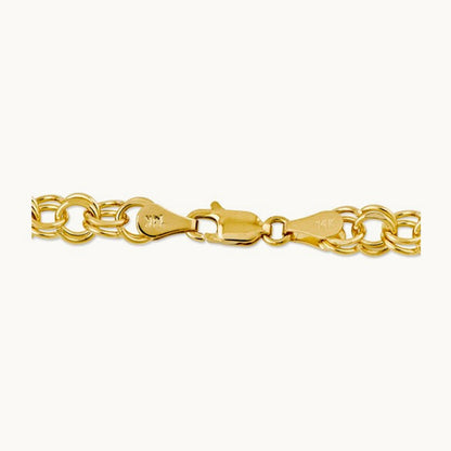 Double Link Charm Bracelet, 14K Yellow Gold